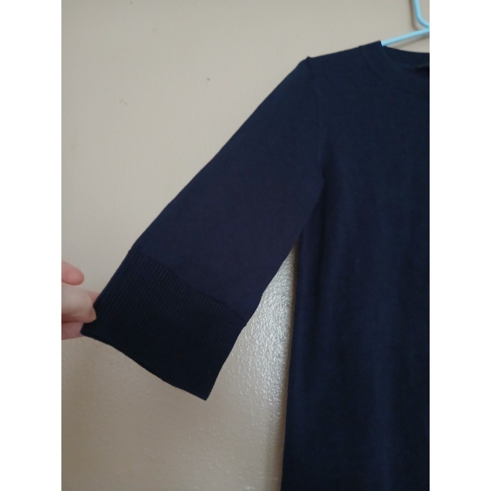 Cos Dress XS Knit Woven Pleat Combo Navy Blue Lagenlook Artsy Minimalist - Picture 5 of 15